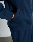 Damson Madder Andie Zip Hoodie With Crochet Stripe - Navy