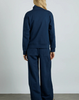Damson Madder Andie Zip Hoodie With Crochet Stripe - Navy