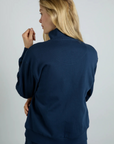 Damson Madder Andie Zip Hoodie With Crochet Stripe - Navy