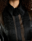 Damson Madder Bel Pin Tuck Shirt - Black Sheer