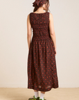 Damson Madder Cynthia Sheer Midi Dress - Burgundy Spot