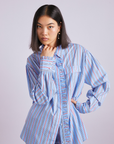 Damson Madder Kendall Shirt - Bold Blue Stripe