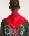 Damson Madder Knitted Pointelle Triangle Scarf - Red