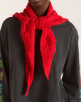 Damson Madder Knitted Pointelle Triangle Scarf - Red