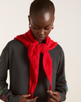 Damson Madder Knitted Pointelle Triangle Scarf - Red