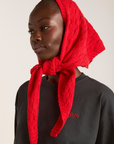 Damson Madder Knitted Pointelle Triangle Scarf - Red