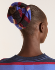 Damson Madder Knitted Scrunchie in Burgundy/Navy Stripe