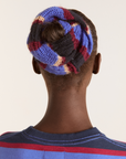Damson Madder Knitted Scrunchie in Burgundy/Navy Stripe