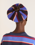 Damson Madder Knitted Scrunchie in Burgundy/Navy Stripe