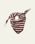 Damson Madder Knitted Stripe Triangle Scarf - Choc & Ecru