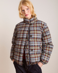 Damson Madder Pearl Hooded Puffer - Multi Check