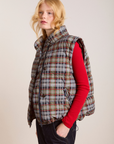 Damson Madder Pearl Hooded Puffer - Multi Check
