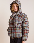 Damson Madder Pearl Hooded Puffer - Multi Check