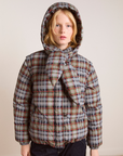 Damson Madder Pearl Hooded Puffer - Multi Check