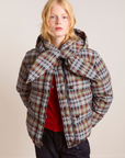 Damson Madder Pearl Hooded Puffer - Multi Check