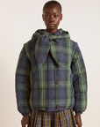 Damson Madder Pearl Hooded Puffer - Navy Check