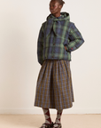 Damson Madder Pearl Hooded Puffer - Navy Check