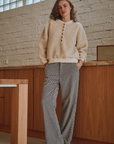 Emile et Ida Black and White Checkerboard Velvet Trousers