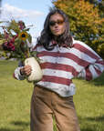 Emile et Ida Ecru & Brick Striped Rugby Sweat