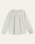 Emile et Ida Ecru Striped Ruffled Blouse