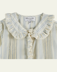 Emile et Ida Ecru Striped Ruffled Blouse