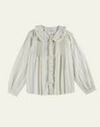 Emile et Ida Ecru Striped Ruffled Blouse