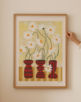 Frankie Penwill - Daisies in Mini Striped Vases Fine Art Print