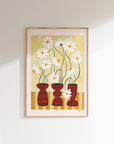Frankie Penwill - Daisies in Mini Striped Vases Fine Art Print