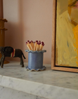 Frilly Ceramic Matchstick Holder Pot in Blue