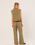 Indi & Cold Boxy Cotton Twill Button Up Vest