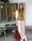 Indi & Cold Boxy Cotton Twill Button Up Vest