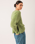 Indi & Cold Cable Knit Jumper in Matcha Green