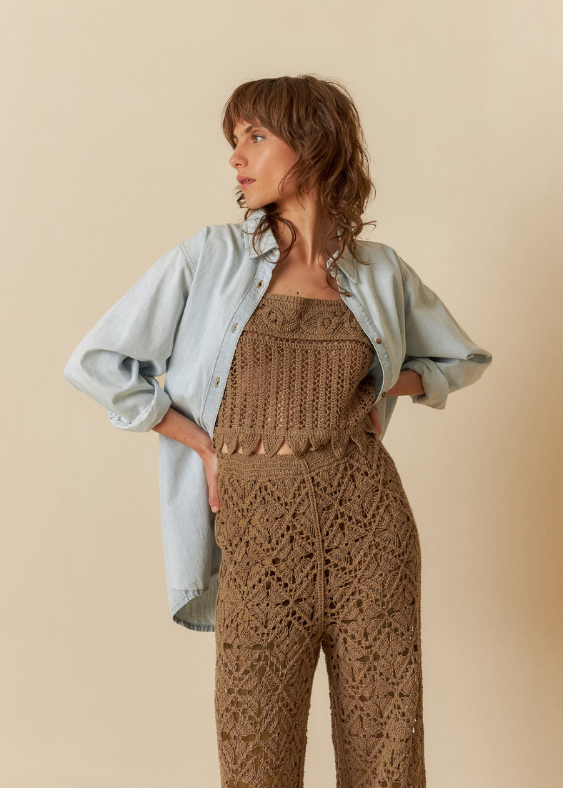 Indi & Cold Crochet Wide-Leg Trousers