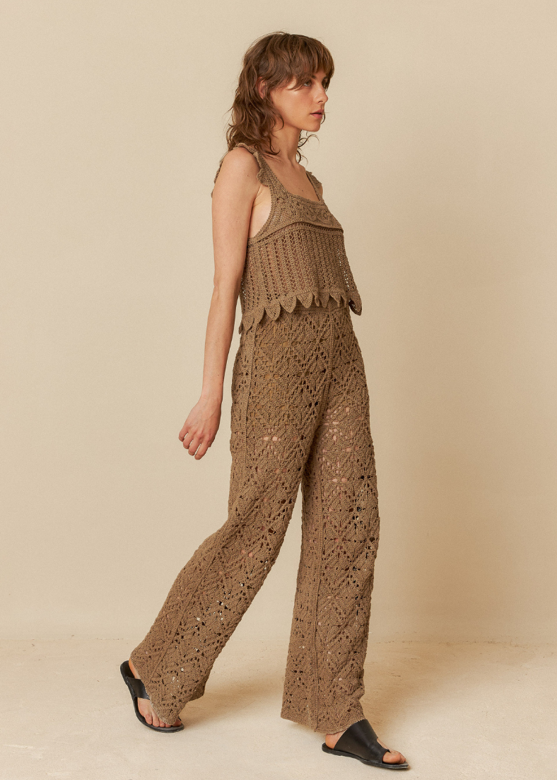 Indi & Cold Crochet Wide-Leg Trousers