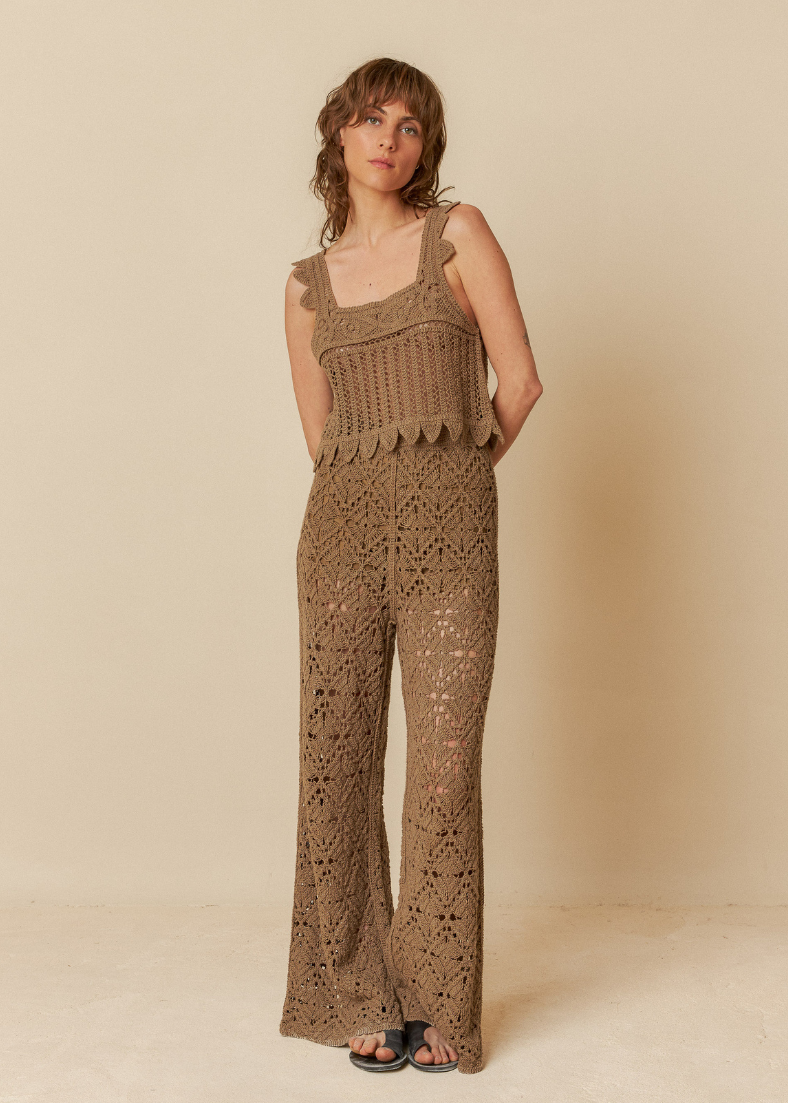 Indi & Cold Crochet Wide-Leg Trousers