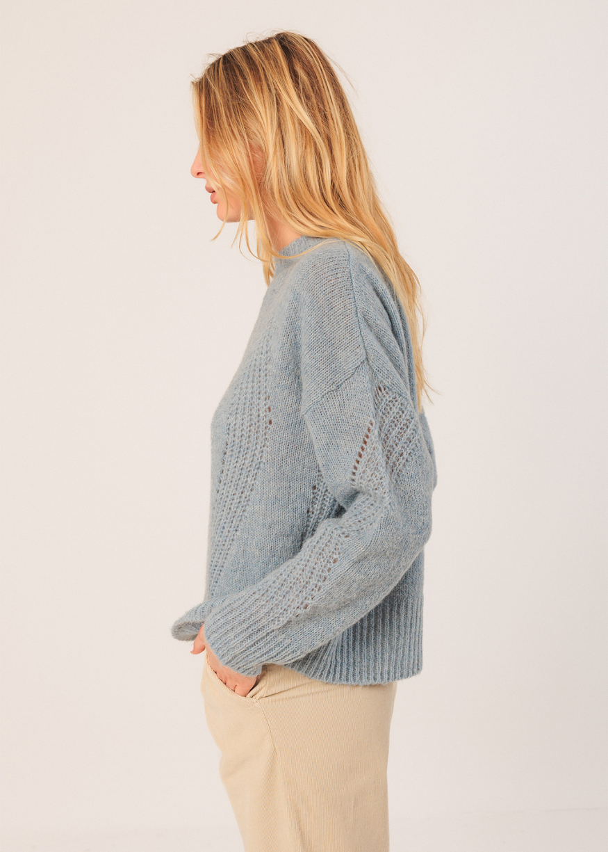 Indi & Cold Loose-Knit Wool Jumper in Powder Blue
