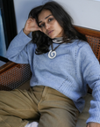 Indi & Cold Loose-Knit Wool Jumper in Powder Blue