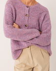 Indi & Cold Loose Knit Cardigan in Mauve