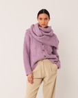 Indi & Cold Loose Knit Cardigan in Mauve