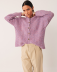 Indi & Cold Loose Knit Cardigan in Mauve