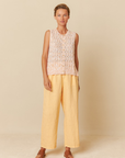 Indi & Cold Pointelle Knit Vest in Tangerine