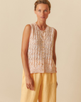 Indi & Cold Pointelle Knit Vest in Tangerine