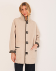 Indi & Cold Reversible Shearling Coat in Khaki