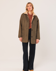 Indi & Cold Reversible Shearling Coat in Khaki