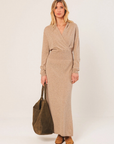 Indi & Cold Suede Leather Tote Bag - Khaki