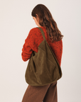 Indi & Cold Suede Leather Tote Bag - Khaki