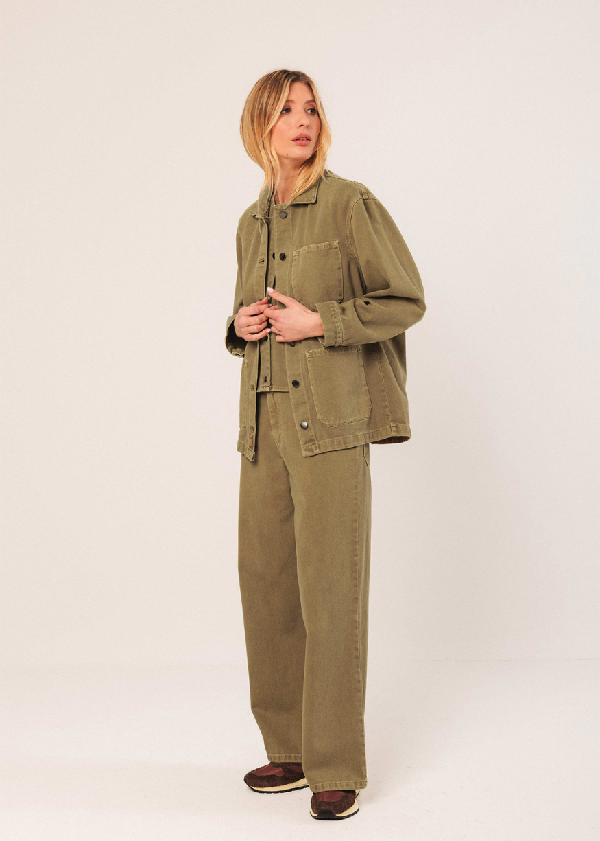 Indi & Cold Wide-Leg Cotton Twill Trousers