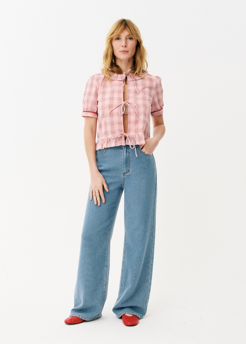 Maison Anana Aida Red Check Blouse