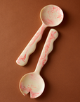 Resin Salad Server Pair in Pink & Ivory