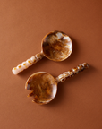 Resin Salad Server Pair in Tortoiseshell - Bobbin Handles